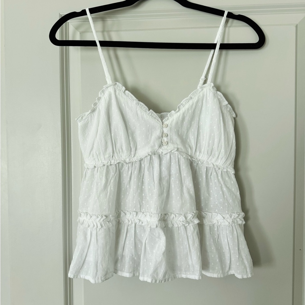 White American Eagle eyelet babydoll tank